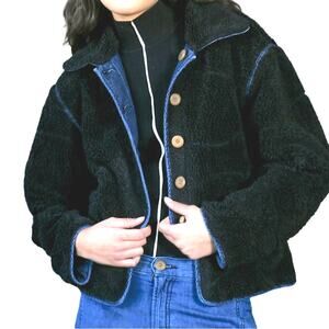 NWT $598 ANTHROPOLOGIE  DAILY BLUE ADRIANO GOLDSCHMIED denim sherpa jacke…